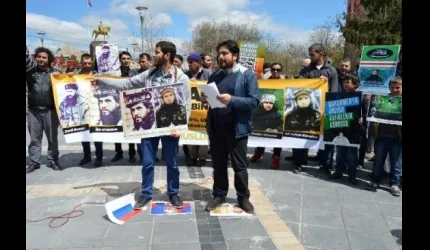 Kayseri'de Rusya Protestosu